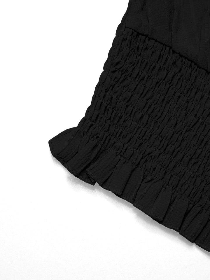 Casual Lettuce Trim Ruched Ruffle V neck Women Two-piece Outfits