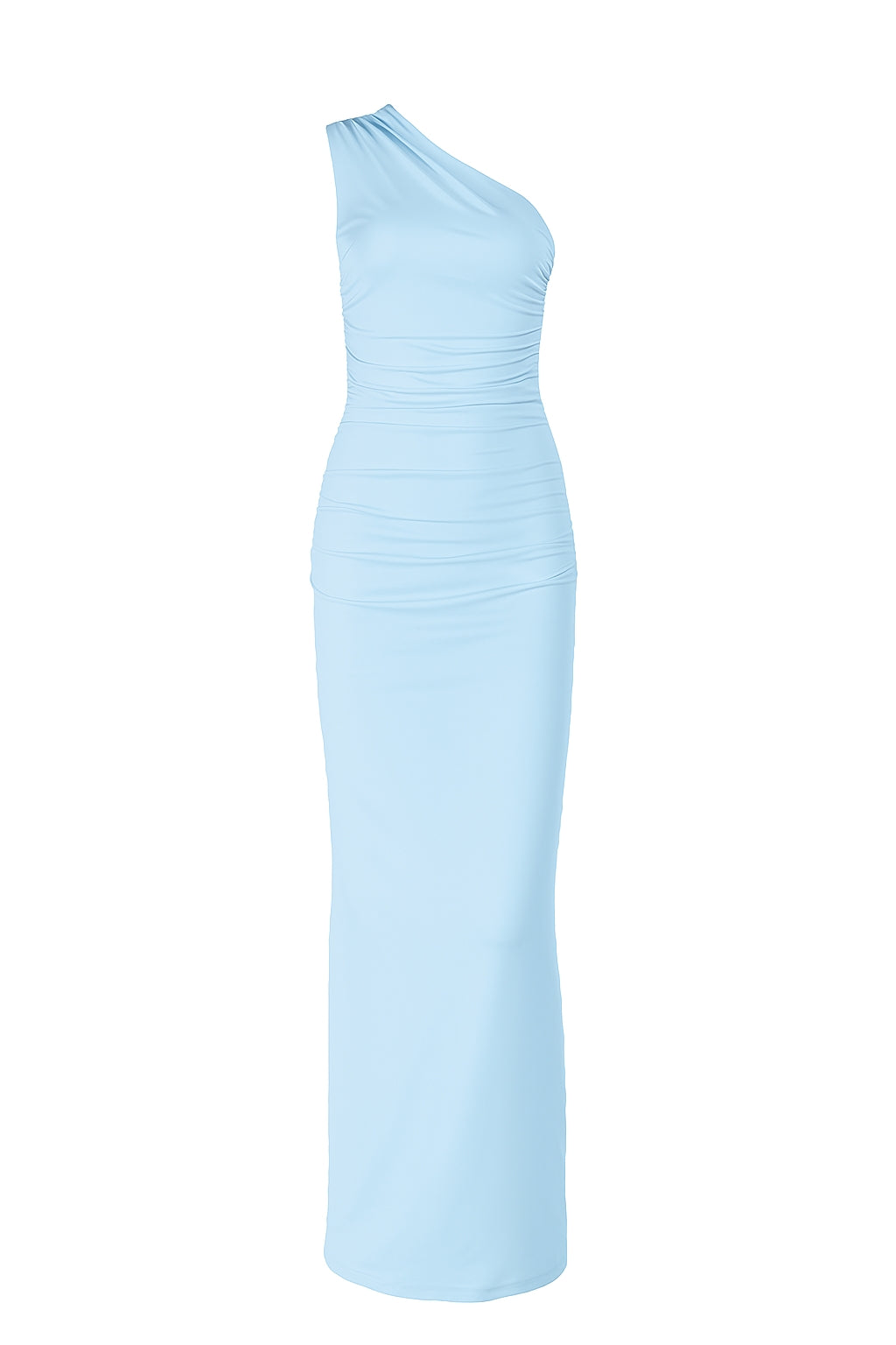 Tunic Elegant Ruched Asymmetrical Neck Maxi Women Dress