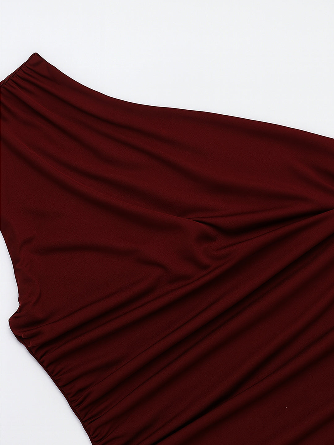 Tunic Elegant Ruched Asymmetrical Neck Maxi Women Dress