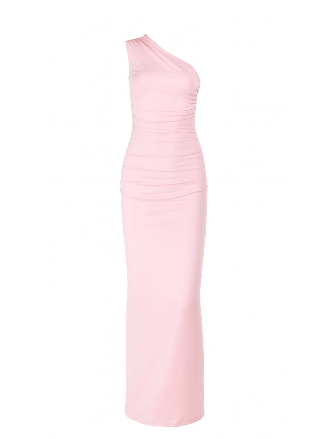 Tunic Elegant Ruched Asymmetrical Neck Maxi Women Dress
