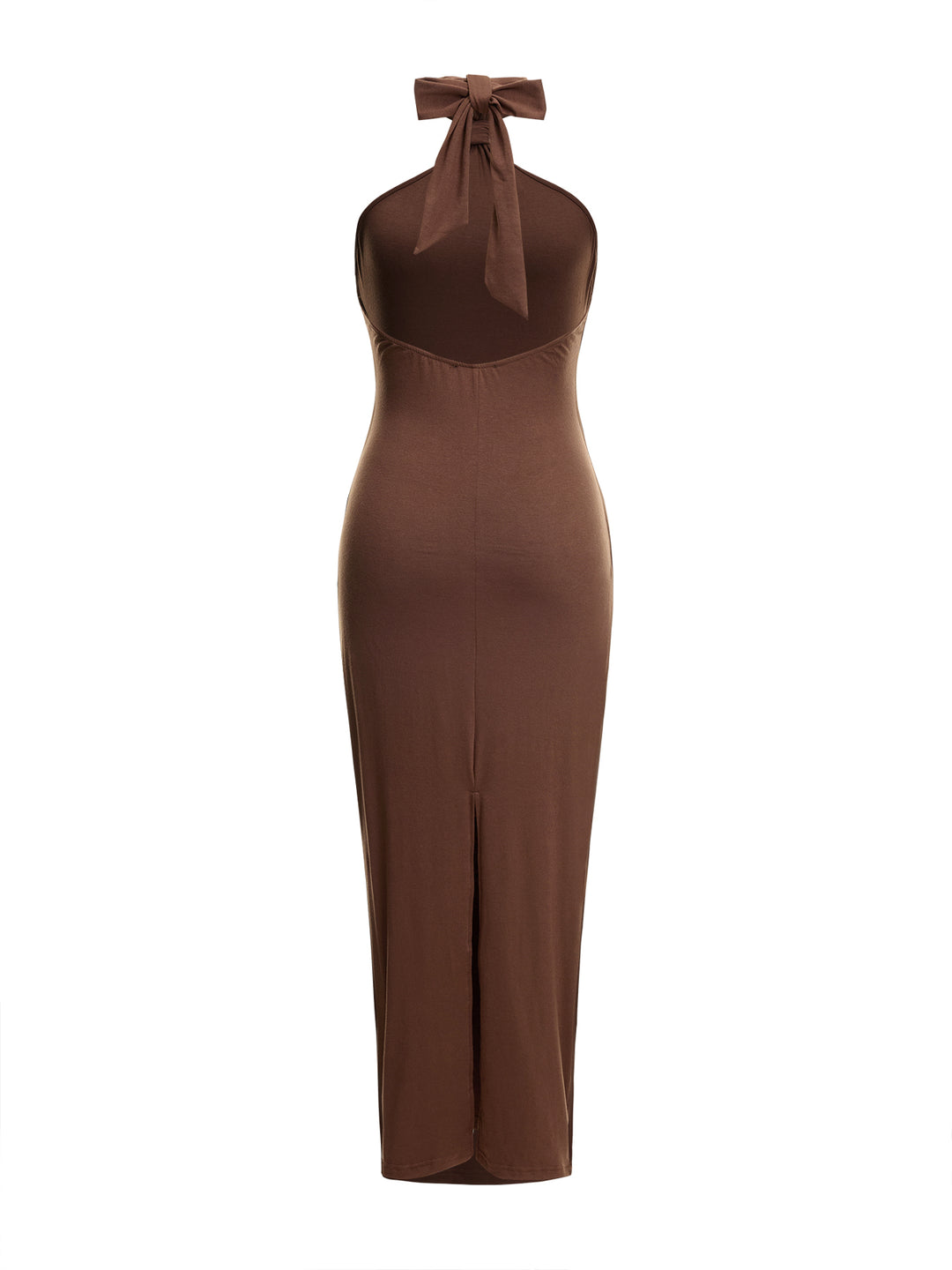 Vestido de mujeres midi rectas con cuello halter de cuello anudado