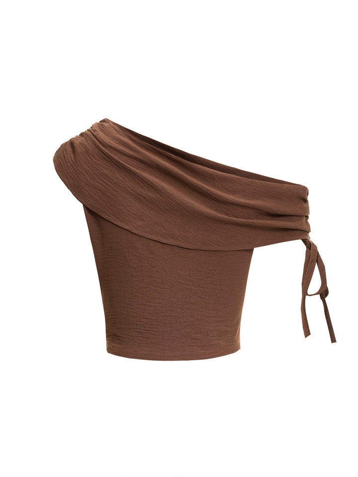 Boho Boho Asymétrical Blouses ruchées avec design de cordon -