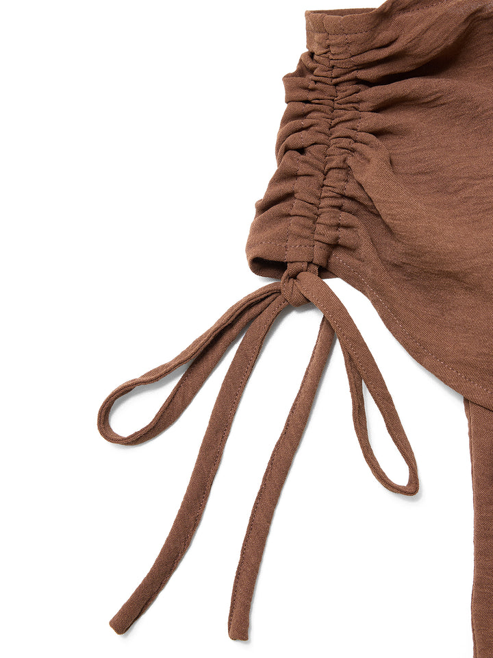 Boho Boho Asymétrical Blouses ruchées avec design de cordon -