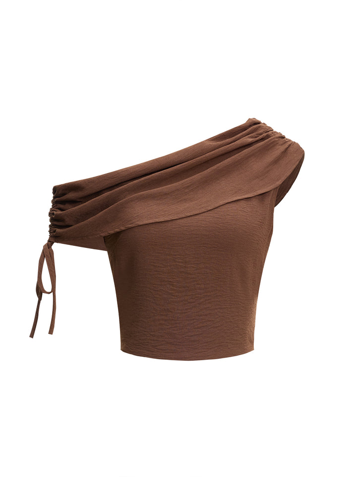 Boho Boho Asymétrical Blouses ruchées avec design de cordon -