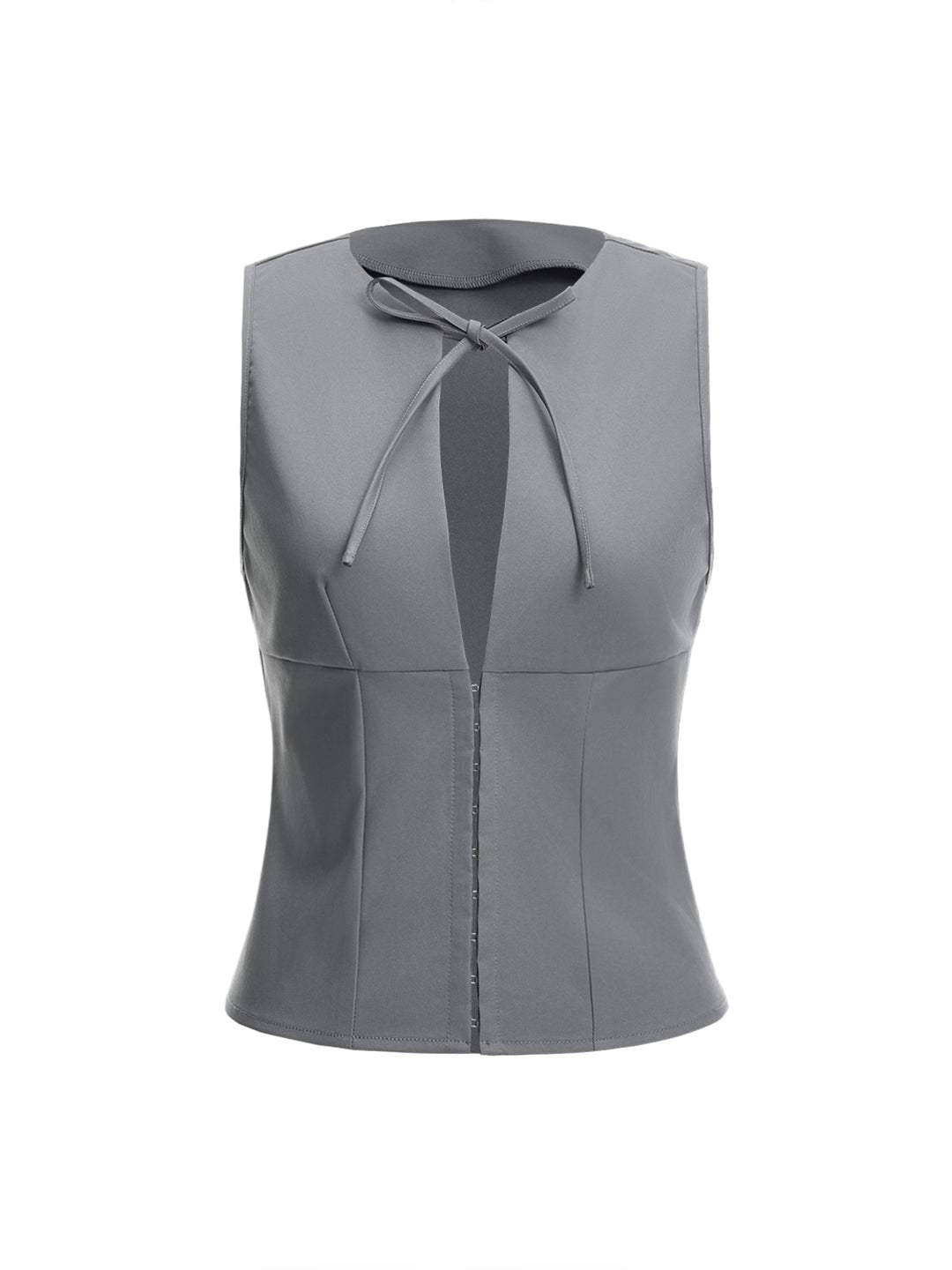 Casual Buckle Cut Out  Tie Neck Women Blouses -