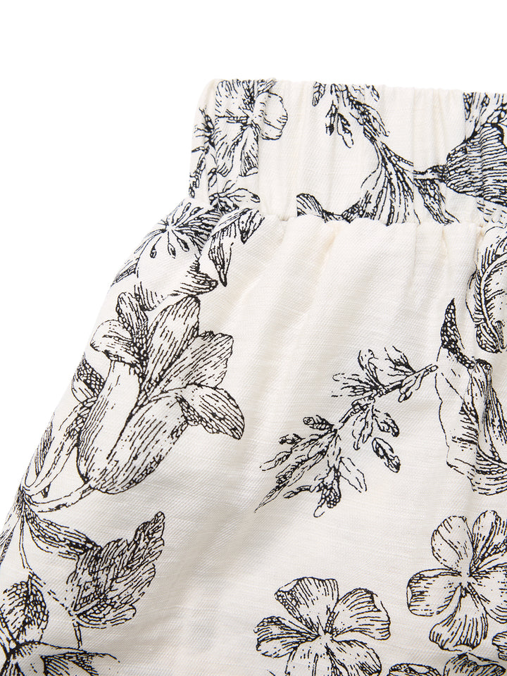 A Line Boho Floral Round Neck Long Women Two-piece Outfits