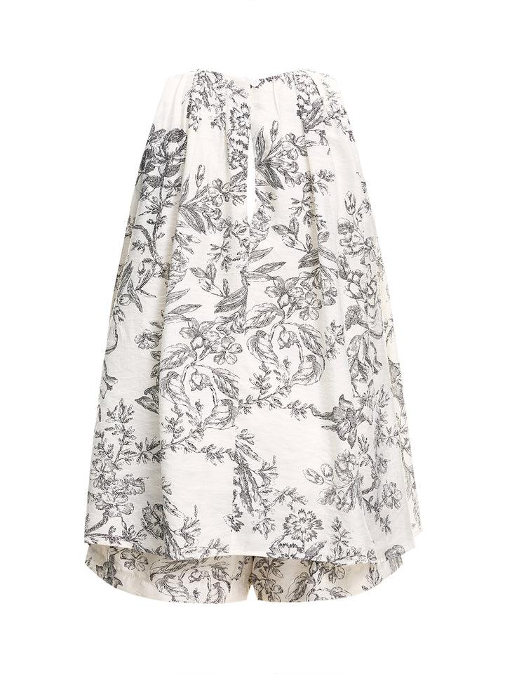 A Line Boho Floral Round Neck Long Women Two-piece Outfits