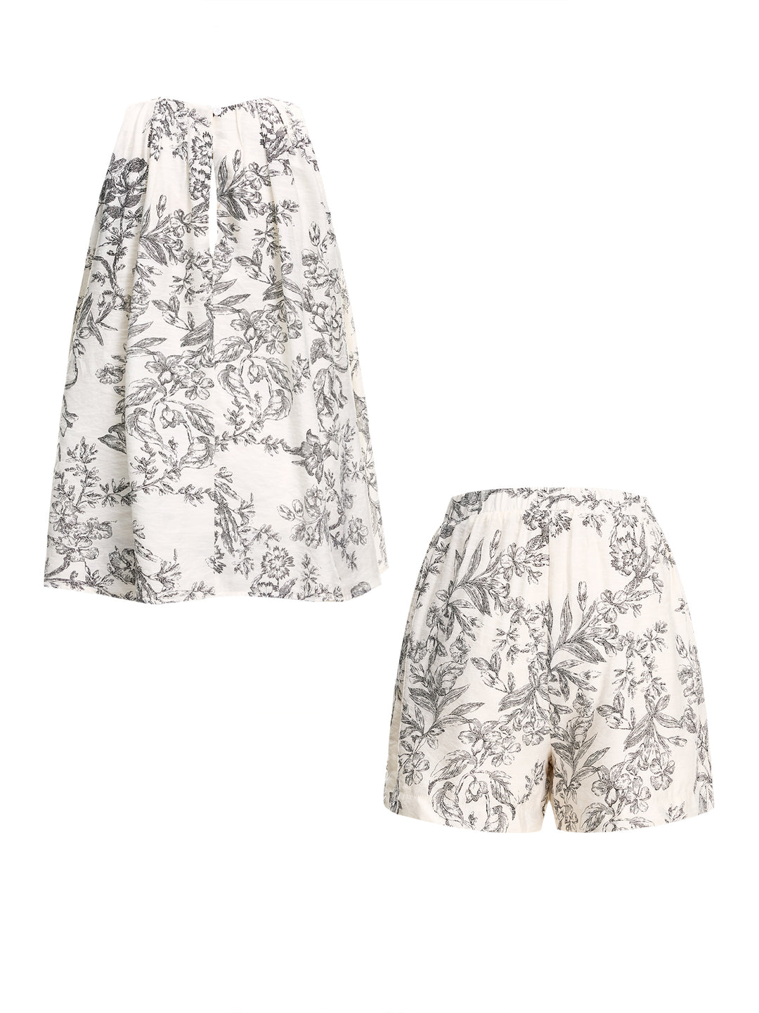 A Line Boho Floral Round Neck Long Women Two-piece Outfits