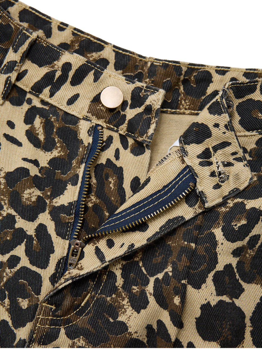 Print de léopard décontracté baggy jeans de longues femmes
