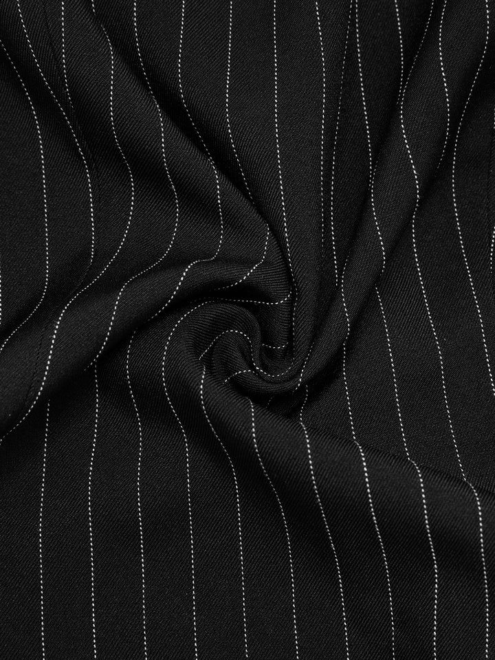 Preppy Striped Backless Belted Pocket Square Neck Mini Women Dress -