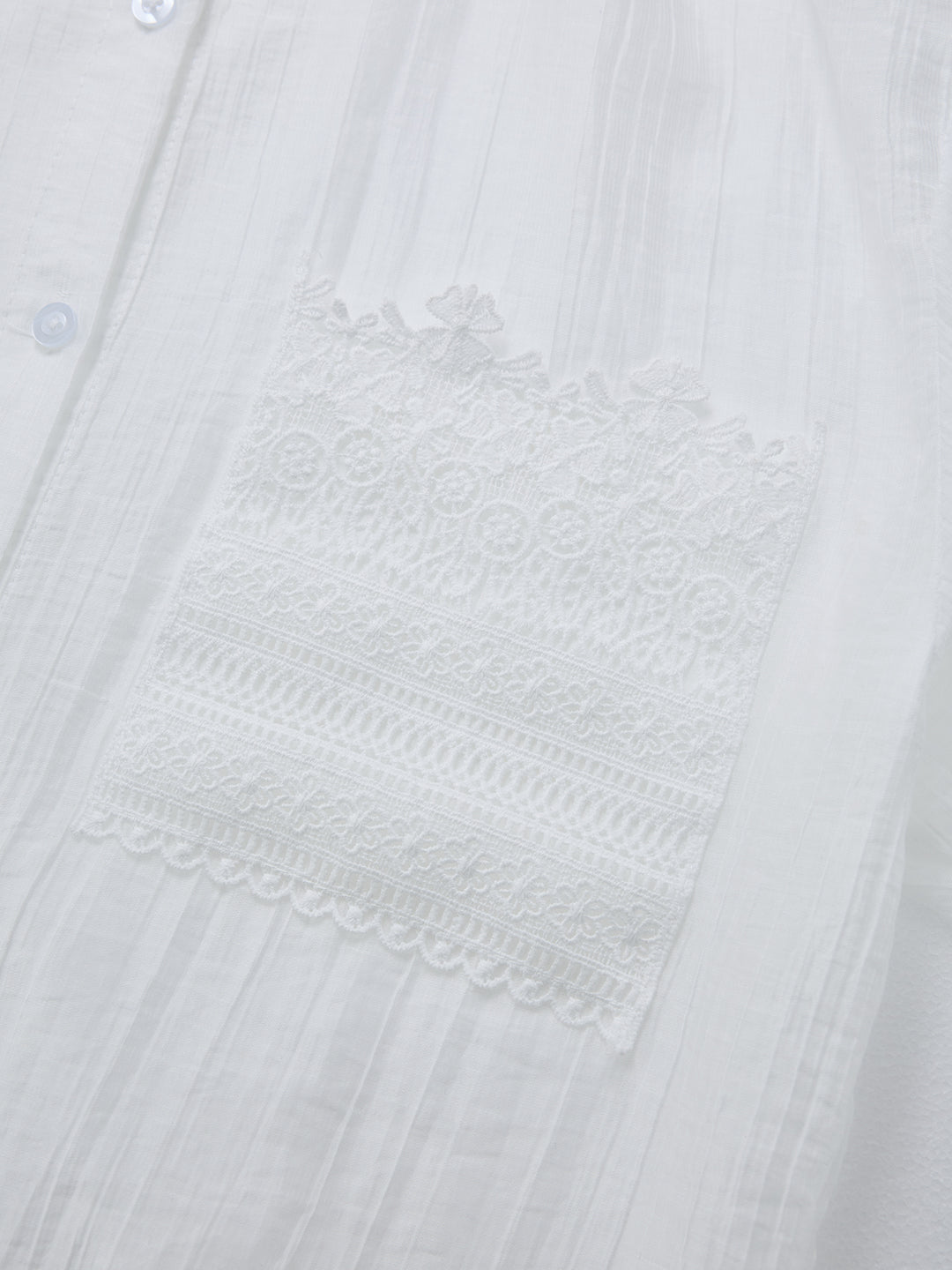 Shirt Boho Lace Trim Fold Collar Women Blouses